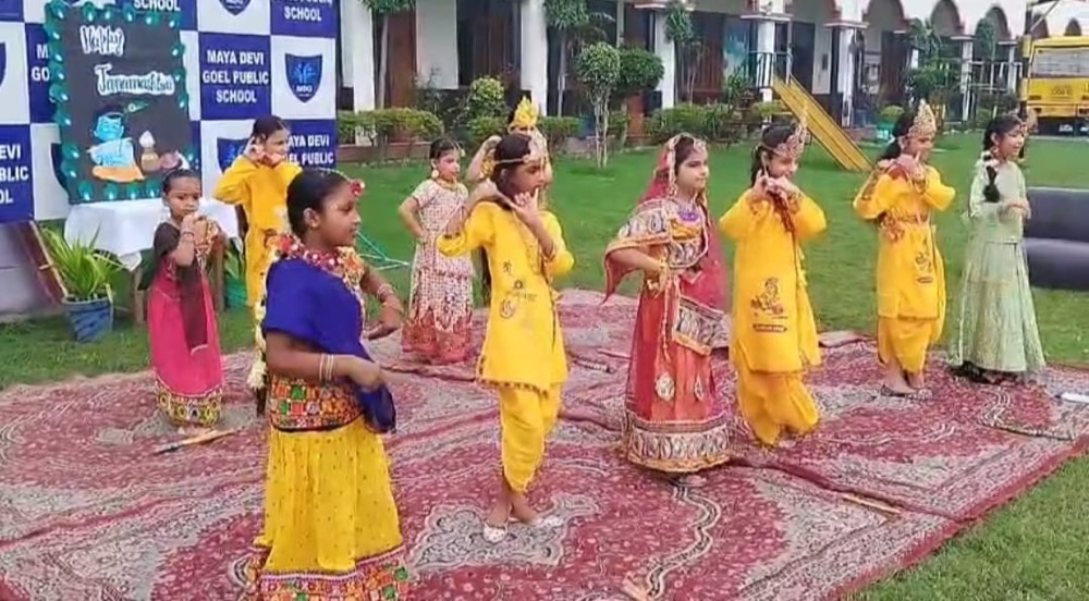 Students celebrating Janmashtami at MDG Public School